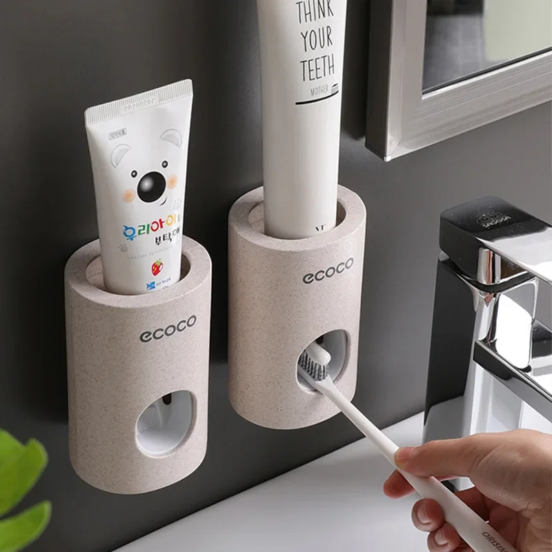 Automatic Toothpaste Dispenser non-toxic Wall hanger Mount Dust-Proof Toothpaste Squeezer quick take straw toothpaste rack home