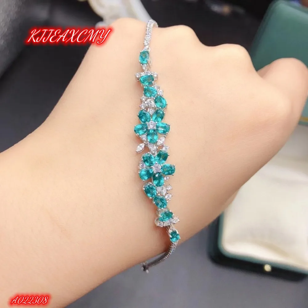 

KJJEAXCMY Brand Jewelry 925 Sterling Silver Inlaid with True Natural Gem Green Topaz Women's Bracelet Girl