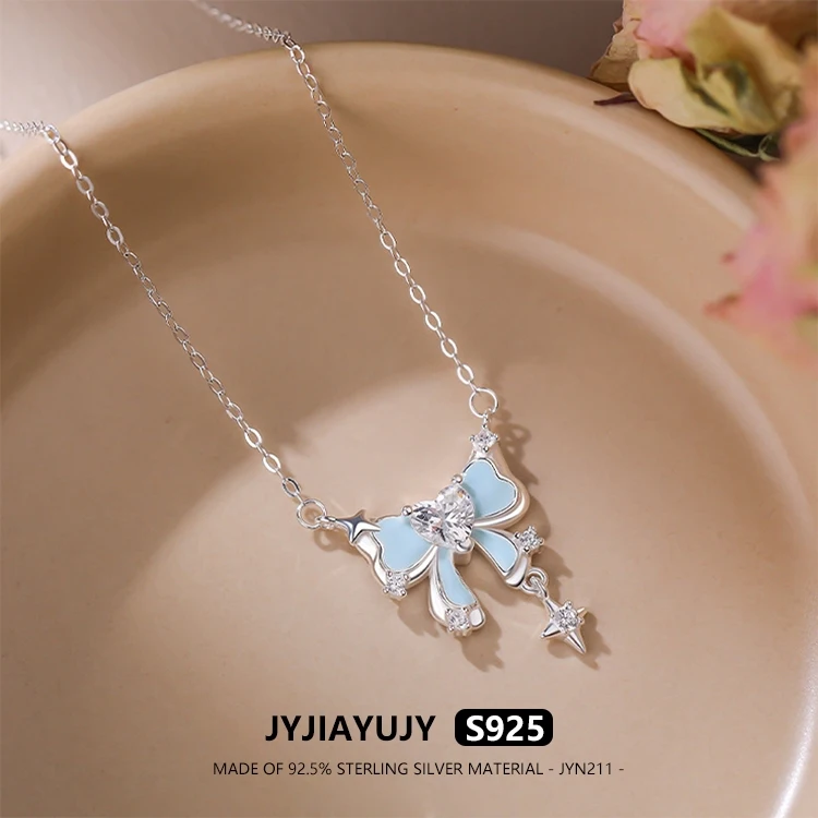 

JYJIAYUJY 100% цельное оригинальное ожерелье из стерлингового серебра S925, 45 см, цепочка, светящаяся бабочка, модные ювелирные изделия, подарок на каждый день JYN211
