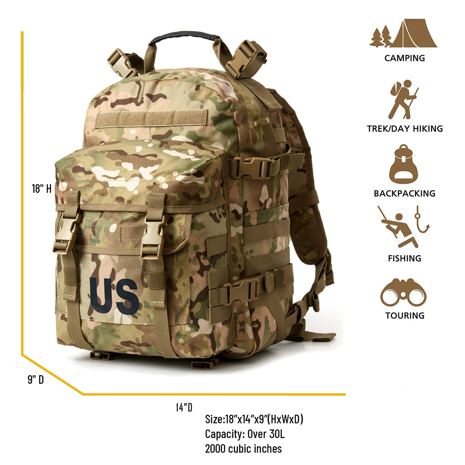 AKmax Military Army MOLLE II Tactical Assault Backpack – Rifleman