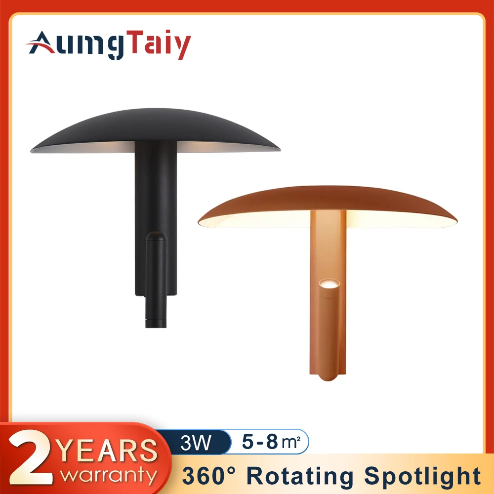 

Modern Wall Light Metal 3W Spotlights Led Light Danish Design Mushroom Light Bedroom Dining Room LED Rotatable Bed Reading Light