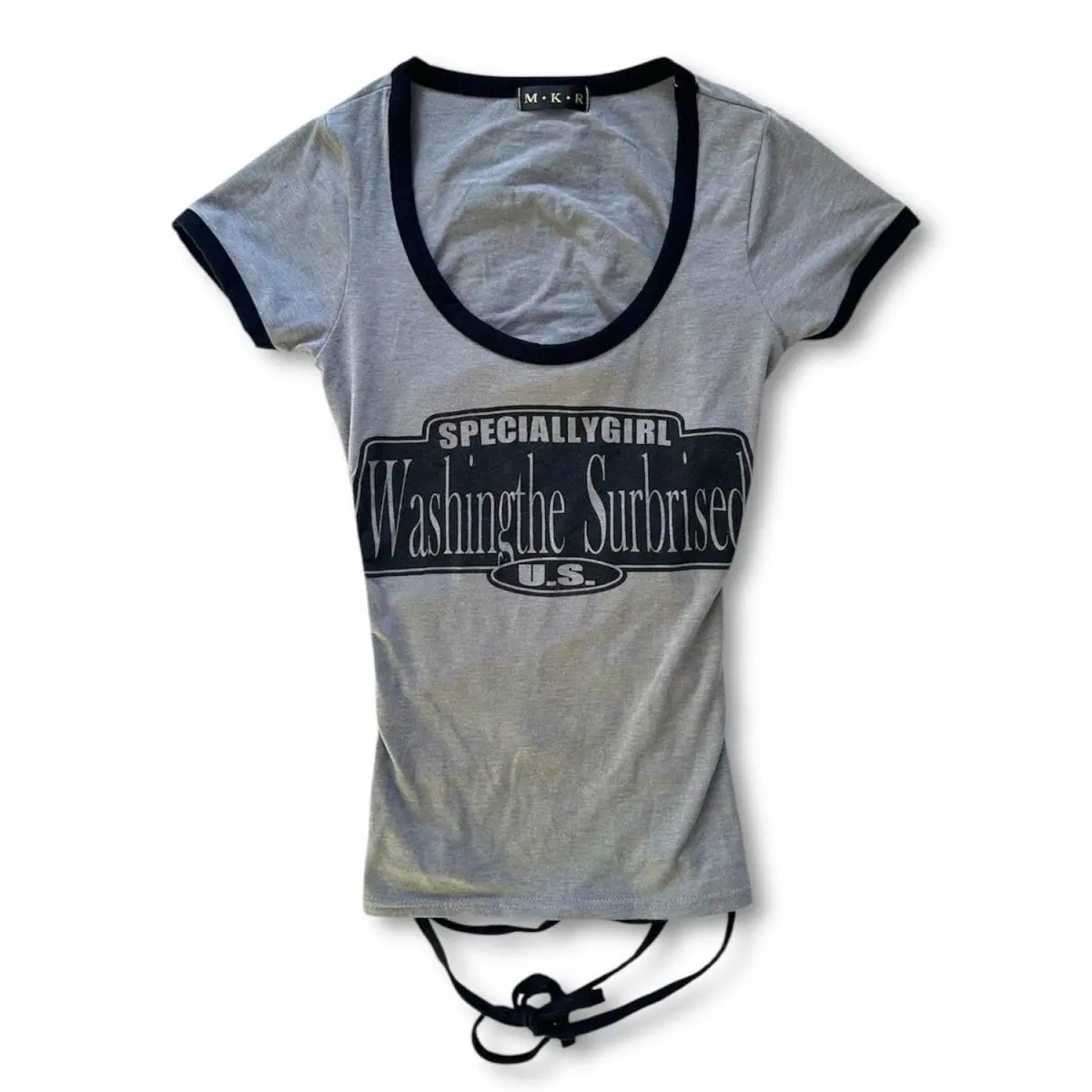 Y2k T-shirt Goth Punk Vintage Crop Top O-Neck Streetwear Woman Clothes Sexy High Street Short Sleeve 2000s Summer Basics Emo Tee