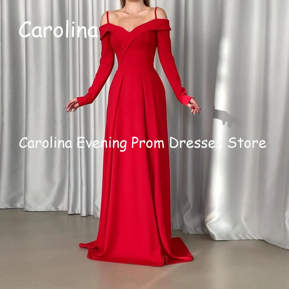 Carolina Satin A-line V-neck Ruffle Popular Prom Gown Floor Length Evening Formal Elegant Party Dress for Women 2023