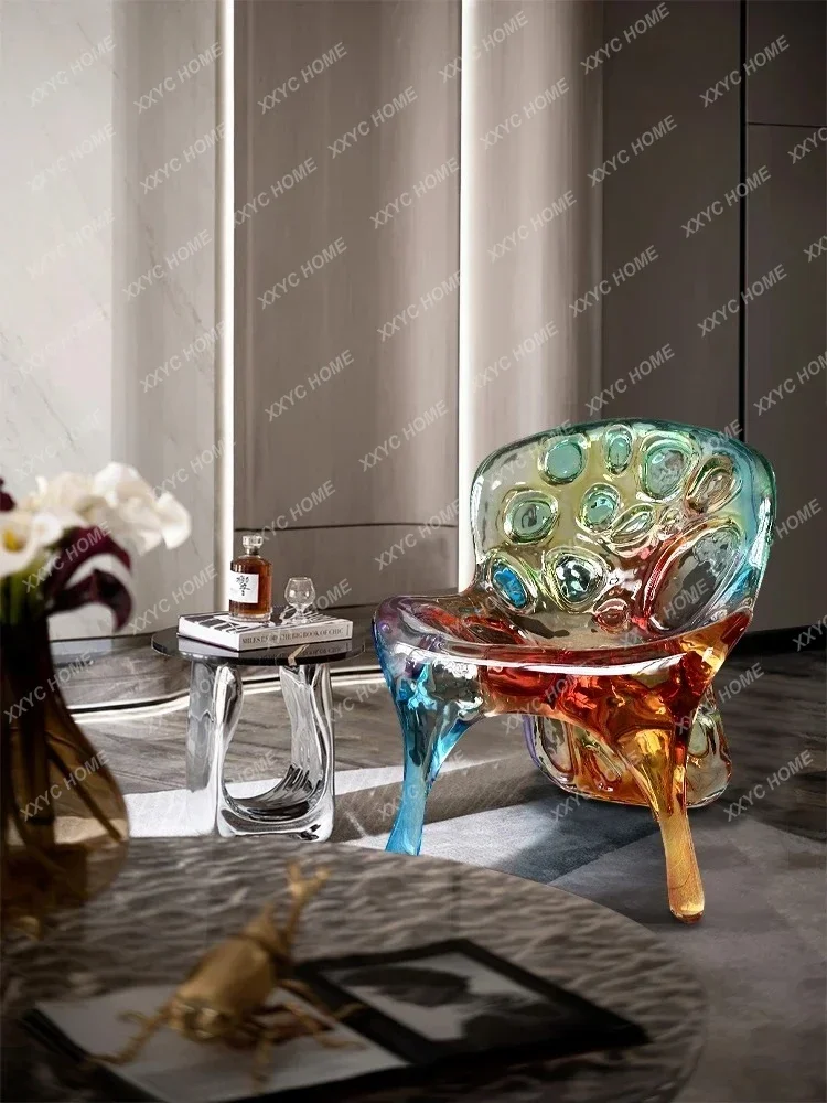Nordic Light Luxury High-End Transparent Honeycomb Chair Living Room and Hotel Leisure Designer Model Retro Furniture