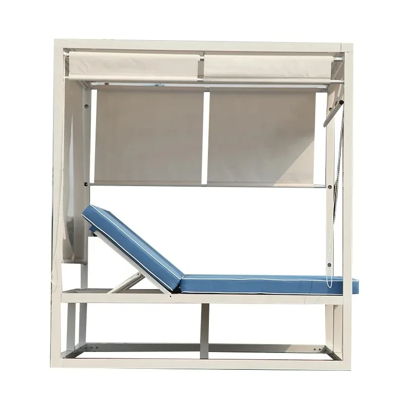 

Роскошная двухместная уличная кровать-шезлонг с навесом для патио, виллы, парка, отеля и гостиной; диван-кровать для улицы