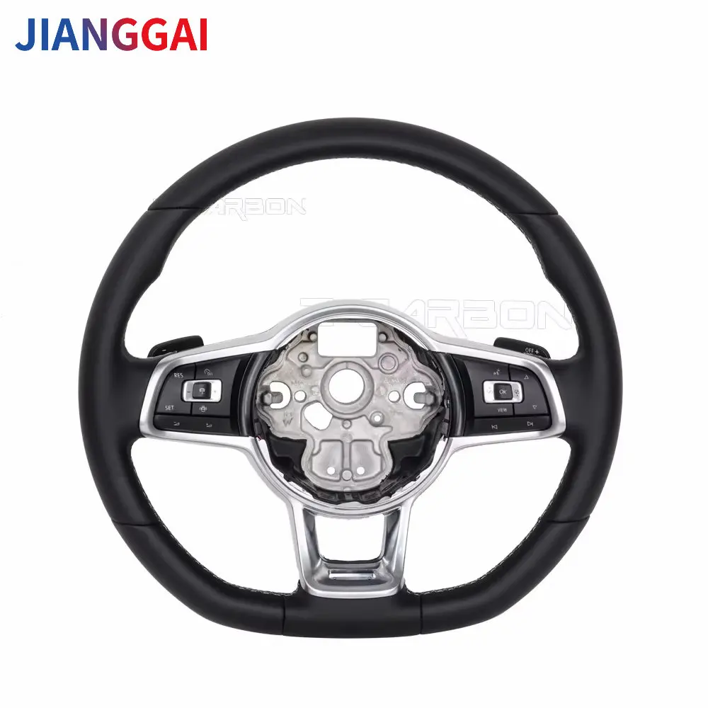 Car Steering Wheel For Volkswagen MK7 R GTI Golf 7 Carbon Fiber Steering Wheel Paddle Shifts Buttons Trim Cover 2015 2016 2017