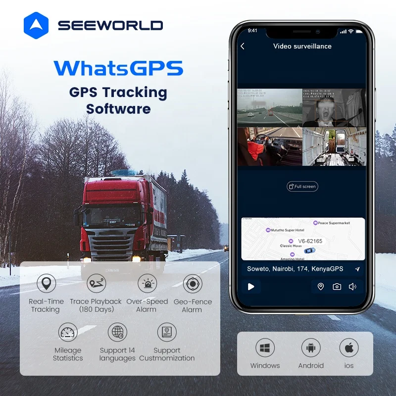 SEEWORLD 4-kanaals Black Box autodashcam 4G met GPS-satellietpositioneringstracker