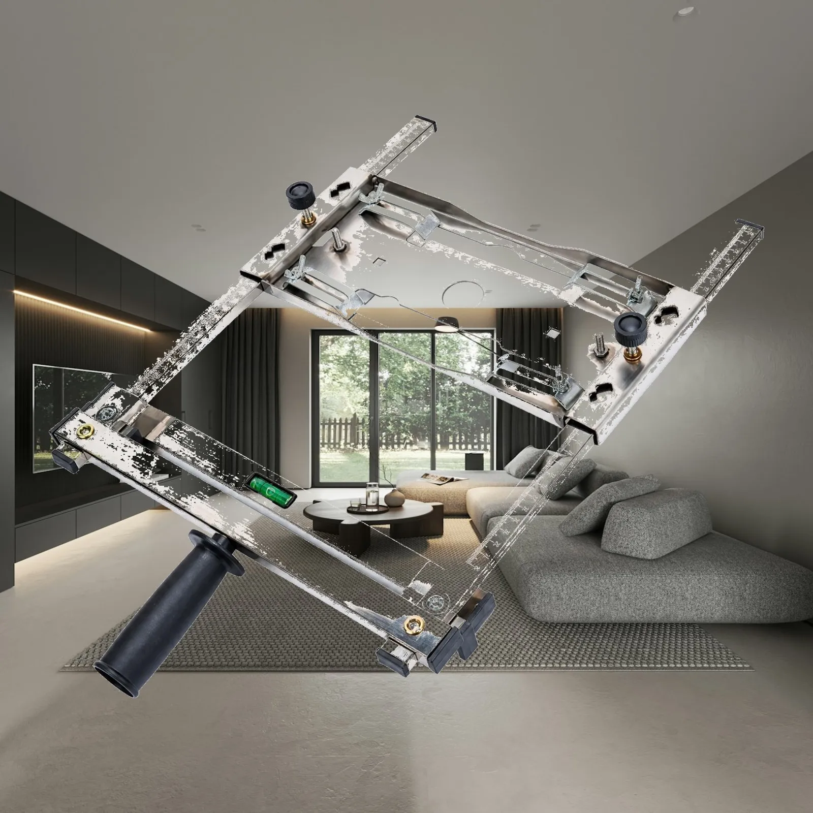 Circular Saw Cutting Guide for Wood Panels Adjustable Stainless Steel Straight Edge Jig with Graduated Rails