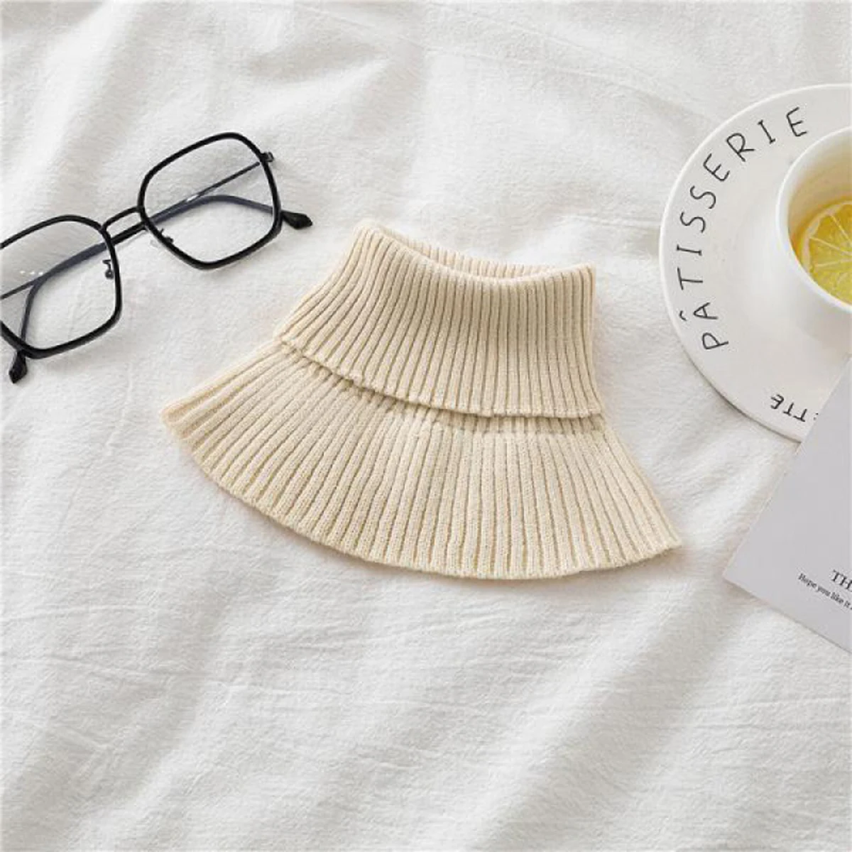 패션 니트 가짜 칼라 가을 겨울 단색 스카프 여성 터틀넥 넥 워머 탈부착 가능 겨울 방한 방풍 스카프