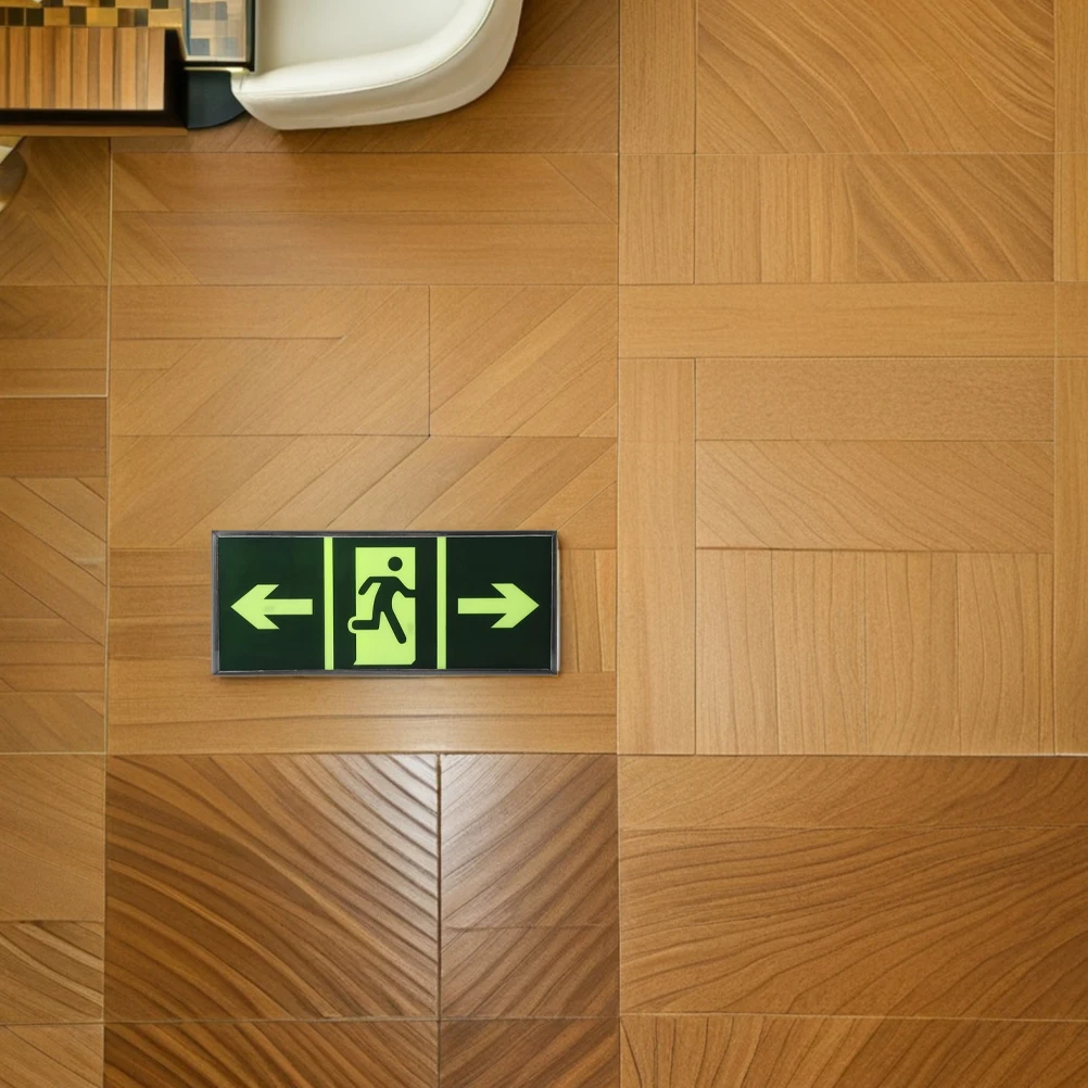 

4PCS Safety Exit Sign Self-Illuminating Emergency Evacuation Sticker Glow in Dark Floor Marker Traffic Safety Symbol Exit