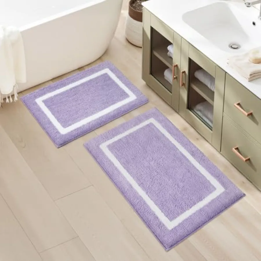 

Bathroom Rugs Sets 2 Piece Super Soft and Absorbent Microfiber Tufted Bath Mats Non-Slip and Machine Washable Bath Rugs Lavende