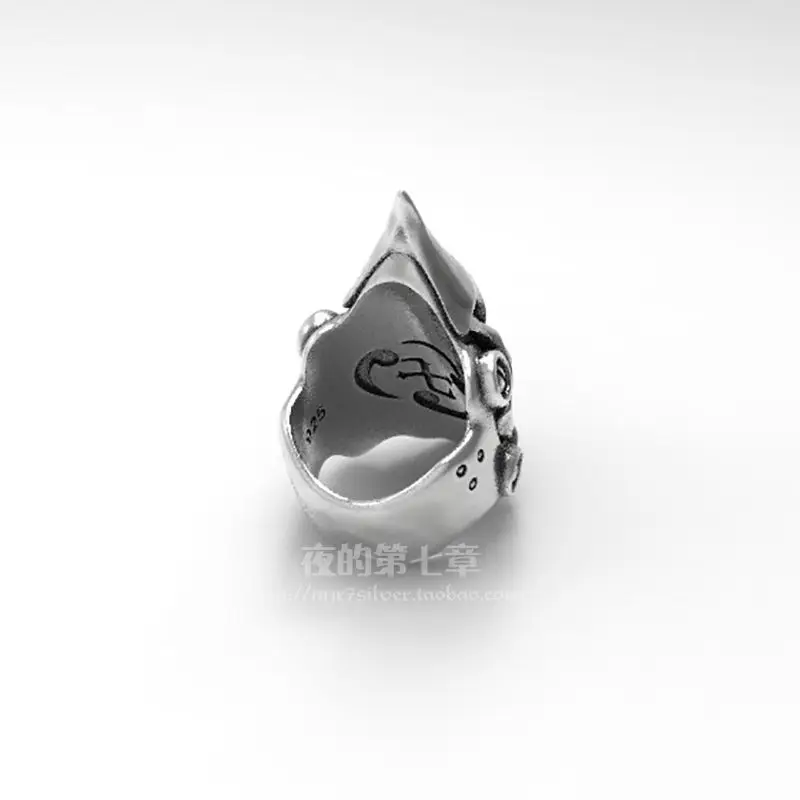 Design Future Machine War Ring Thai Silver Inlay Blue Zircon Rings Gothic Punk Cool Finger Ring for Men Women Party Jewelry