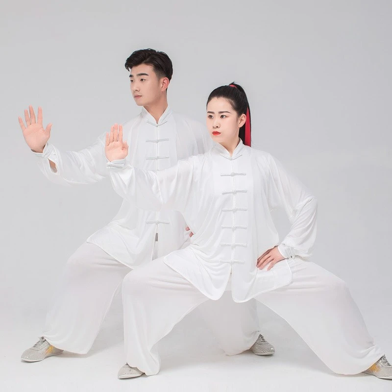 بدلة الكبار تاي تشي ملابس طويلة الأكمام 2 قطعة مجموعة الرجال الووشو الزي النساء مجموعات فنون الدفاع عن النفس أداء زي ملابس امرأة