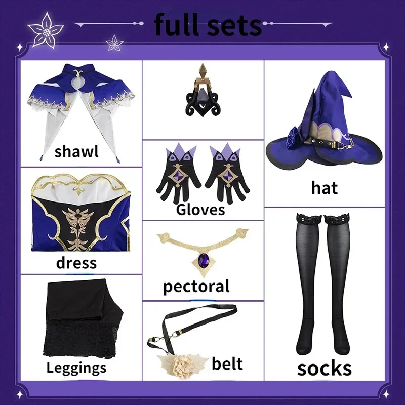 Spel Genshin Impact Lisa Minci Cosplay Kostuum Lisa Pruik De Bibliothecaris Sexy Jurk Set Voor Vrouw Kind Halloween Feestkostuum