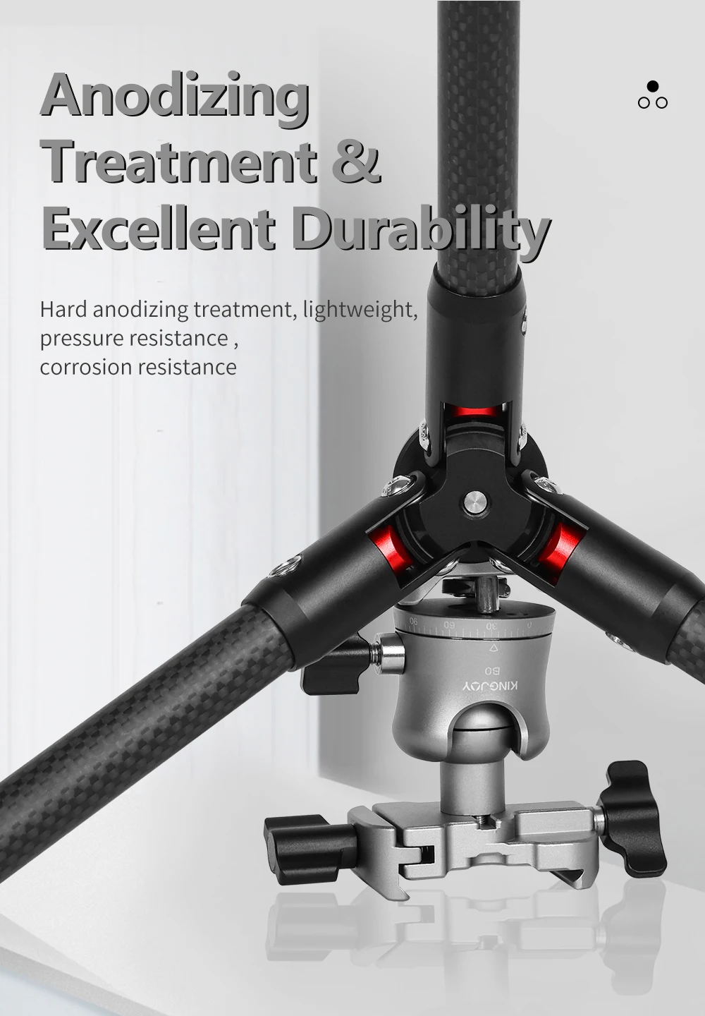 Mini treppiede da tavolo KINGJOY per treppiede compatto per fotocamera 360 °   Vite a testa sferica da 1/4'' a basso profilo per videocamera videocamera telefono