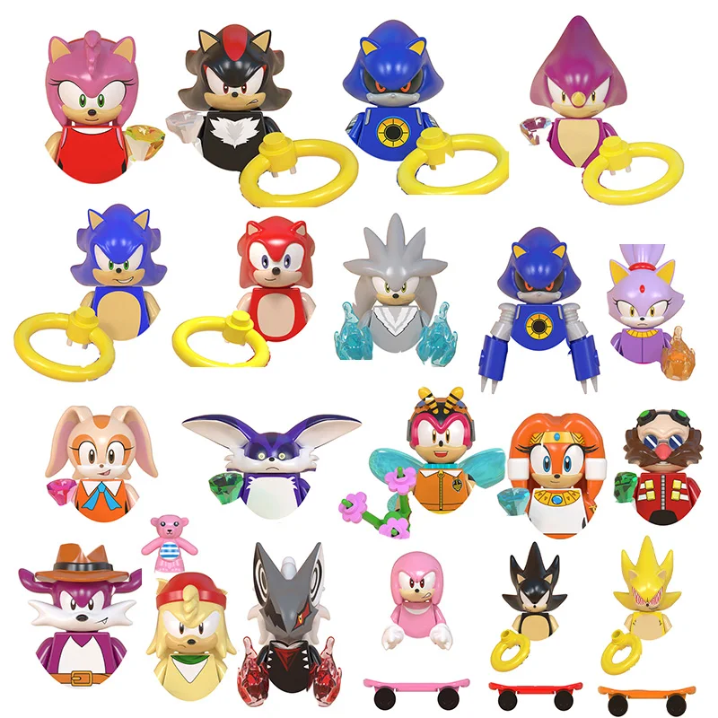 WM931 LG001 película animada Sonic Building Block, Mini bloque de personajes lindos, rompecabezas Diy, modelo de ensamblaje, juguete para niños,