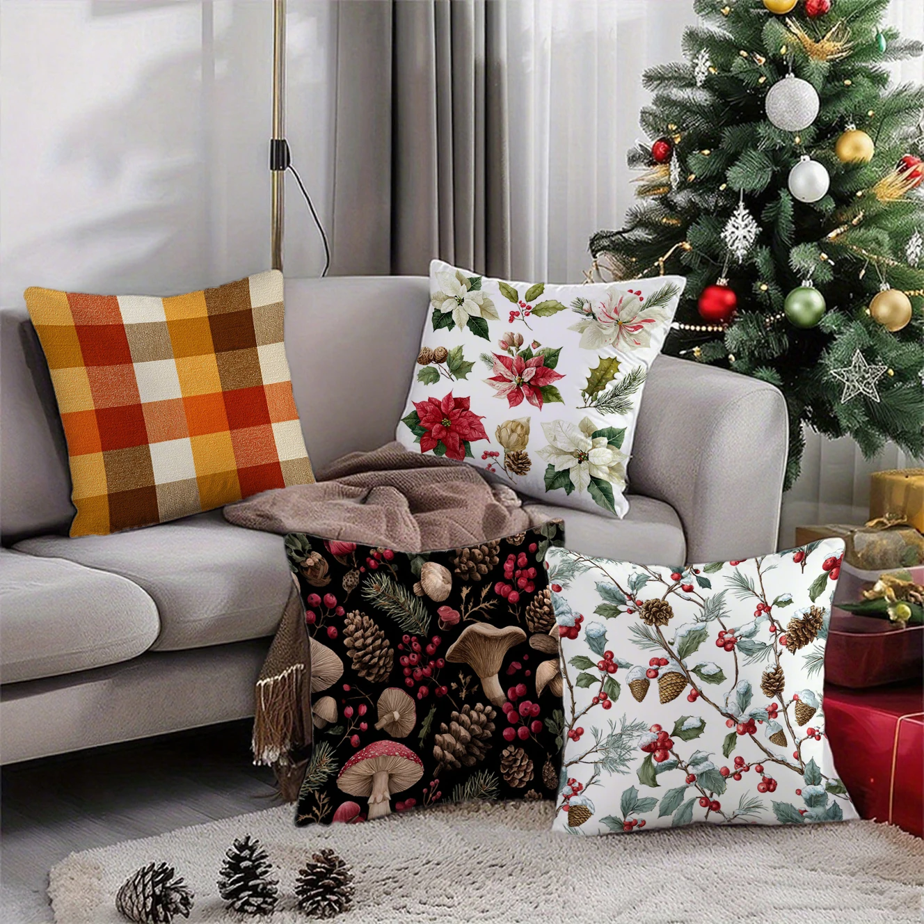 Christmas Farmhouse Pillow Covers attern Cushion Cover Suitable for Sofa Bedroom Car Pillow Cover