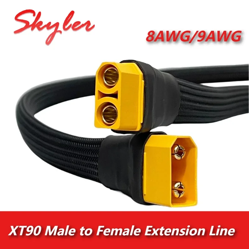 XT90 Male to Female Extension Line 8AWG 9AWG XT90 Charging Connector Cable High-power Electric Vehicle Charging Port Soft Cord