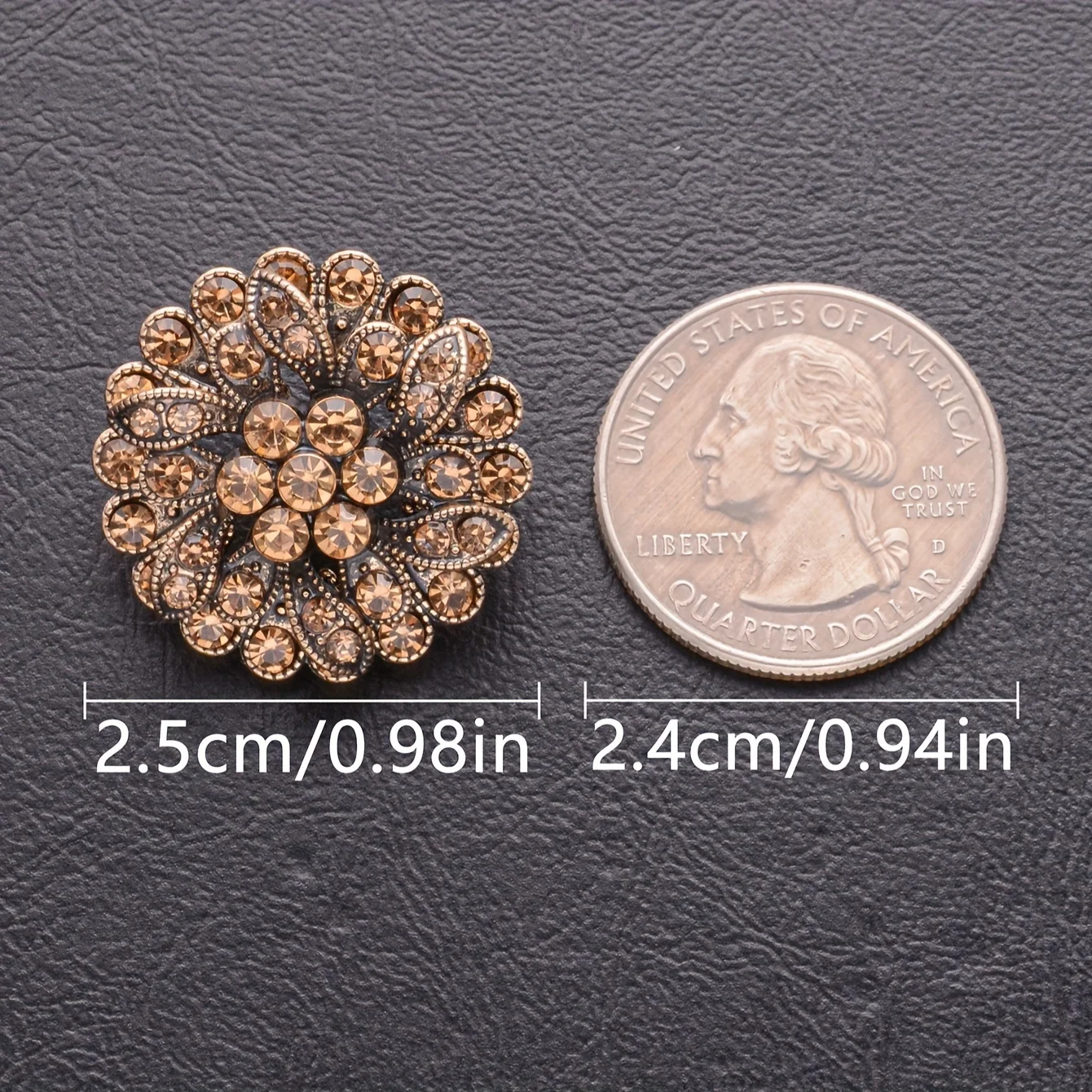 3/6pcs Three Layer Rhinestone Vintage Flower-Shape Metal Buttons For Clothing Decorative DIY Fashion Sewing Buttons 25mm