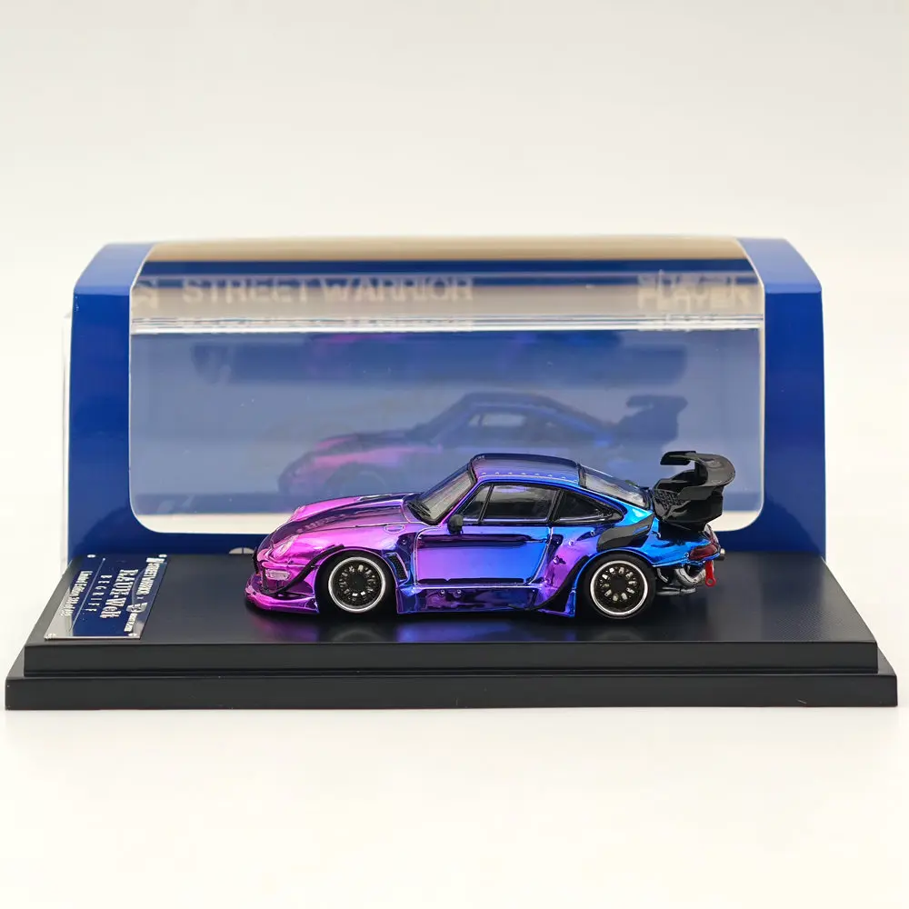 

1/64 STREET WARRIOR SW for 993 RWB Gradient Chrome Purple Diecast Models Car Toy Limited 499 Collection Auto Gift