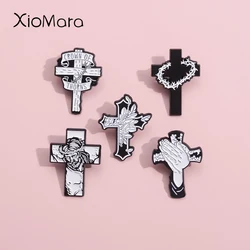 Crown Of Thorns Enamel Pin Custom Jesus Cross Religious Belief Brooches Lapel Badges Christianity Easter Jewelry Gift For Friend