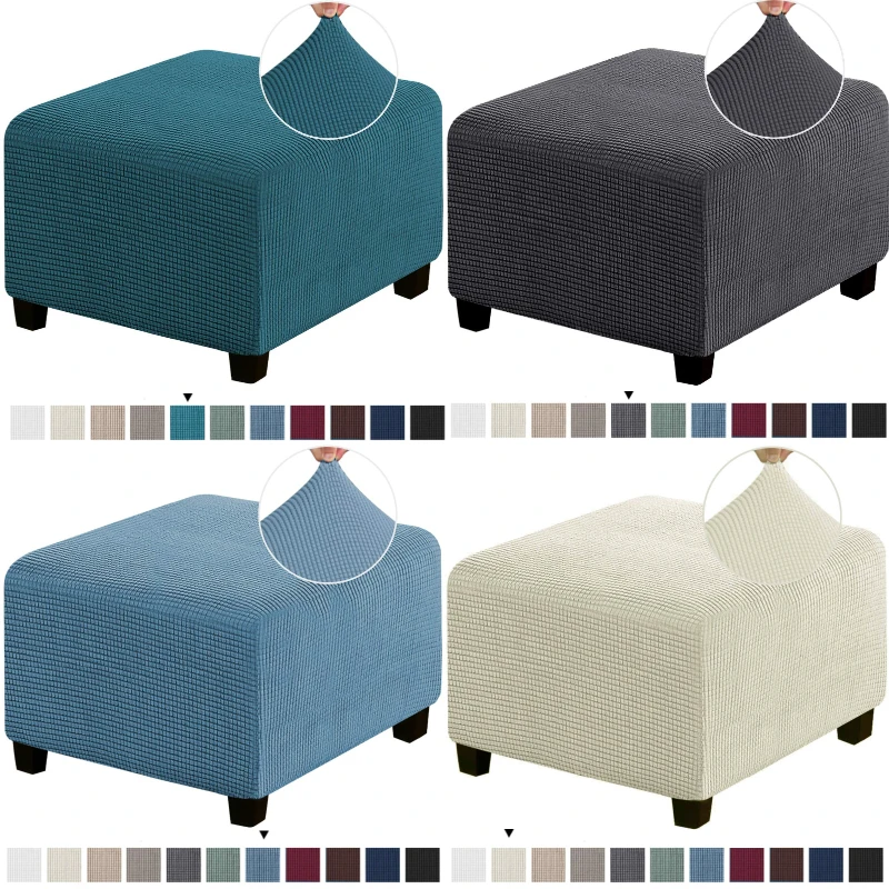 Sturdy, Customized Square Jacquard Stretch Footrest Ottoman Cover - Durable Slipcover to Protect Your Folding Stool Rubber pad