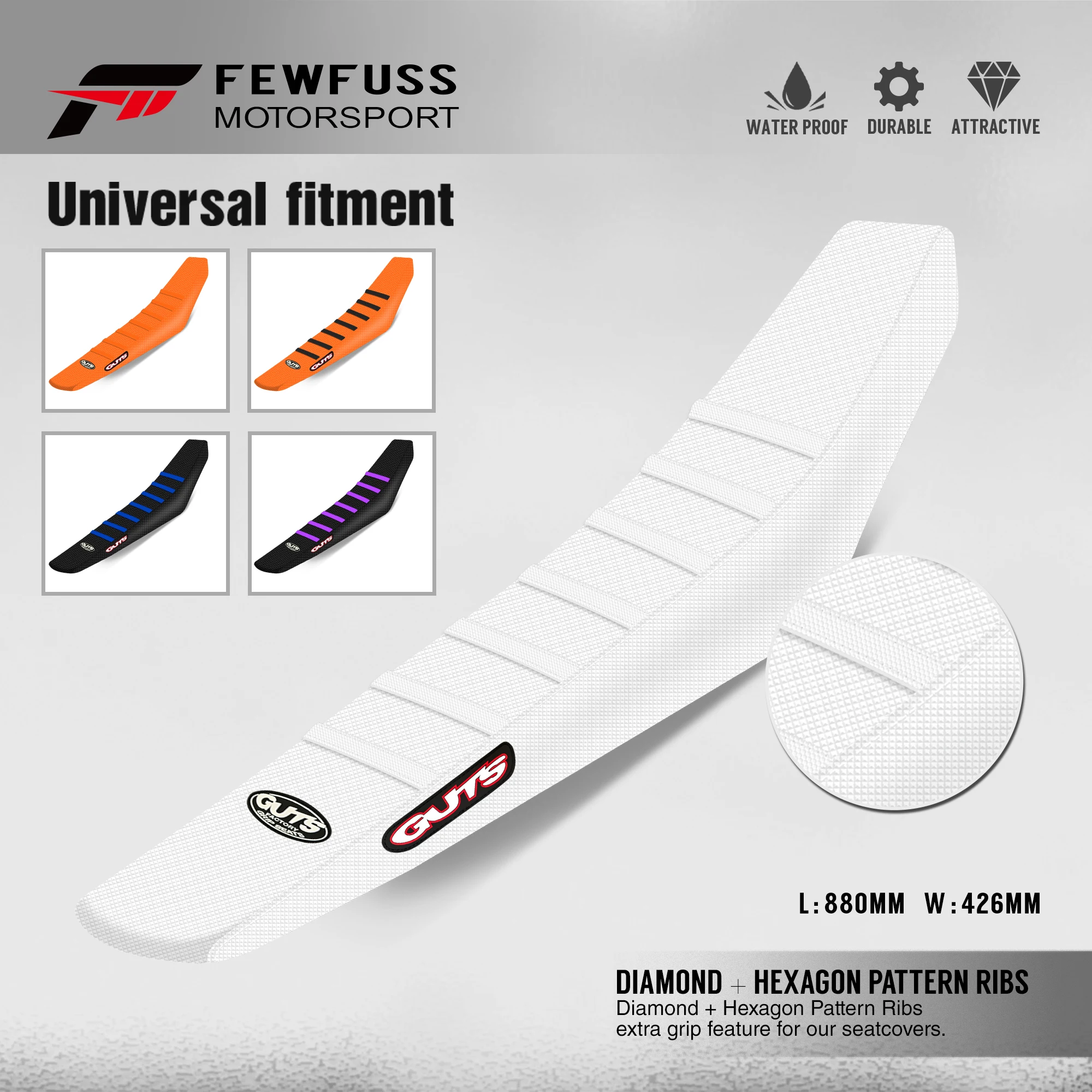 

FEWFUSS Universal Ribbed Grippy Seat Cover Waterproof Set Protection Antislip Upset Apply to For SXF EXC KXF CRF YZF WR TC TE