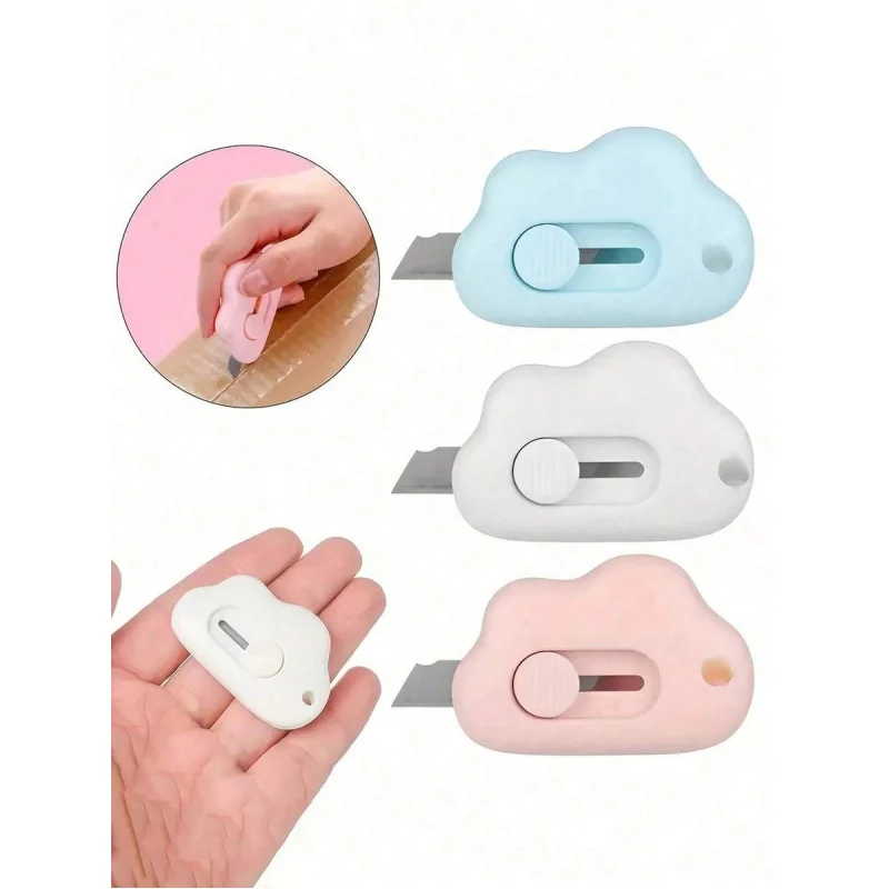 

3 Pieces Mini Cloud-Shaped Paper Cutter - Portable Multi-Function Scalpel with Keychain Hole, Sharp & Safe Letter Opener