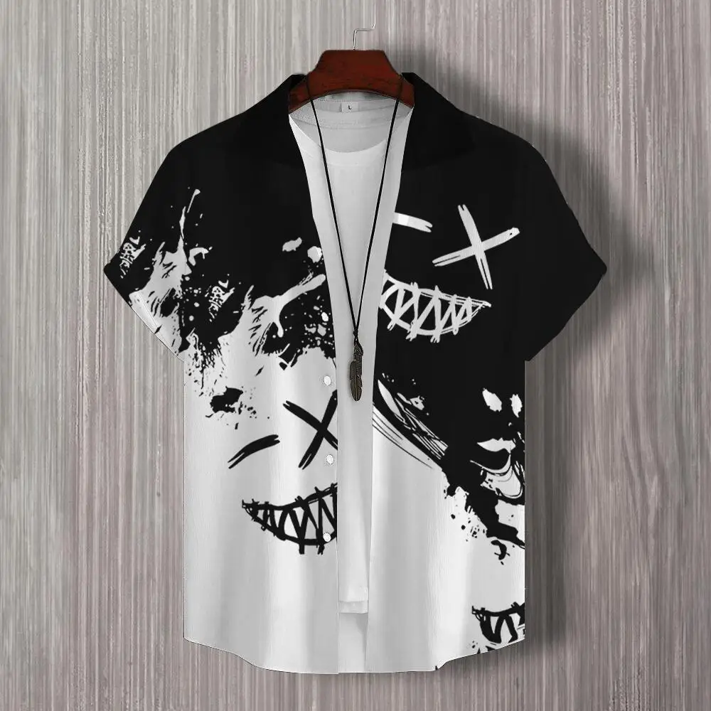 3D Patchwork Print Short Sleeve Shirt Simple Fashion Men's Daily Casual Man Clothes Oversized Hawaiian Shirts For Men 2026