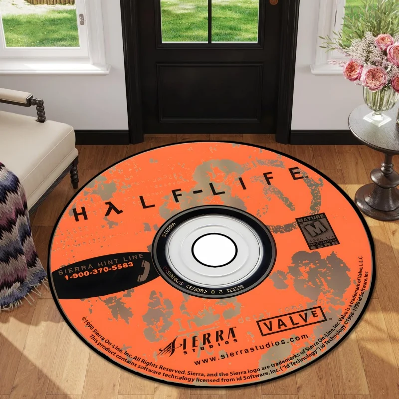 Tapis de porte circulaire unique inspiré du jeu vidéo Half-Life, idéal pour l'entrée ou la salle de bain, cadeau de jeu original, décoration, accent décoratif pour la maison