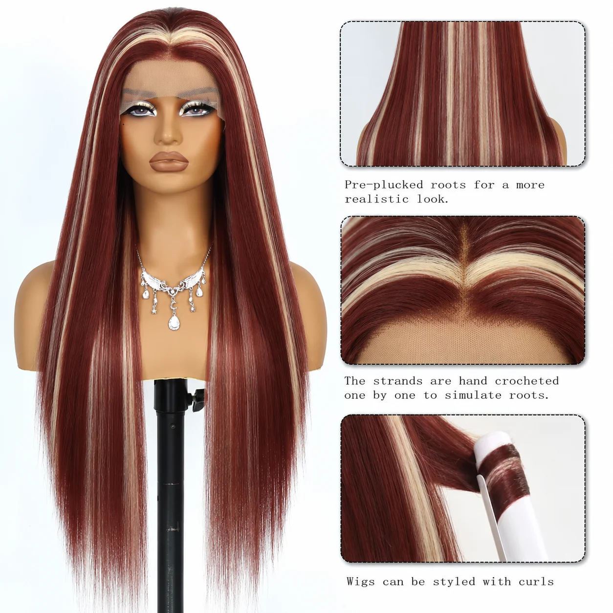 28 Inch Long Straight Synthetic Lace Front Wig for Women, 13x4 HD Transparent Lace, 180% Density Glueless Wig, Silky Smooth Natural Looking Heat Resistant Hair Wigs