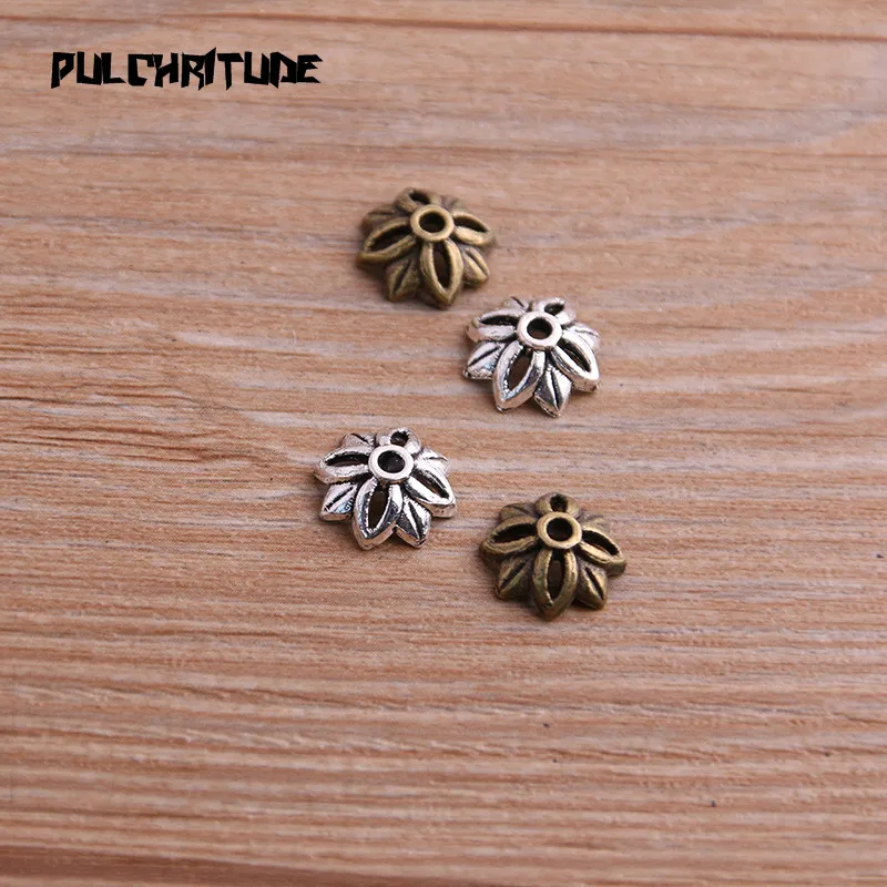  60pcs 4*11*11mm Two Color Bead Caps Charm Hollow MINI Flower Pendants Jewelry Accessories DIY Receptacle Charms