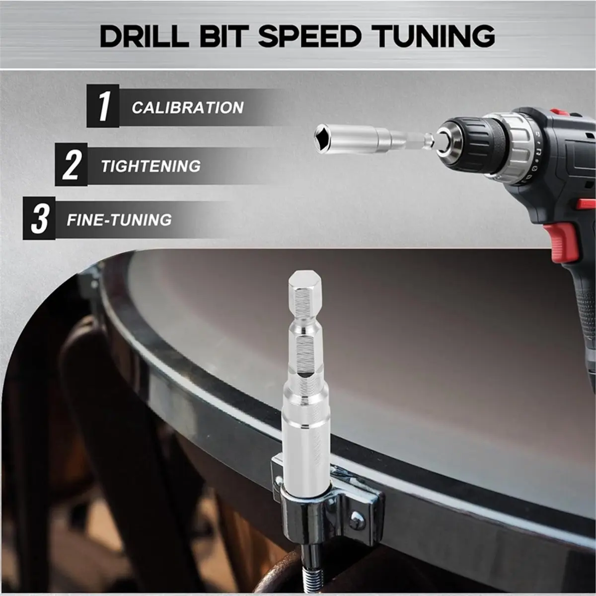 Drum Key Set, Drum Tuning Kit with Drill Bit, Speed Drum Key, Standard Drum Keys, Multi Tool for Drums