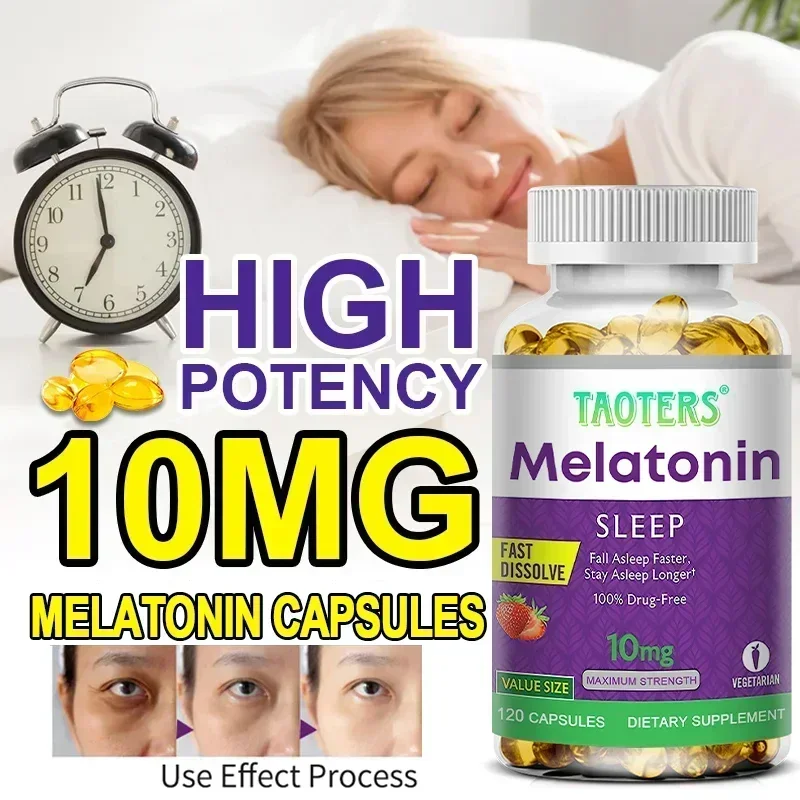 Melatonin capsules 10MG - promotes restful sleep and reduces stress, uninterrupted sleep, antioxidant effect