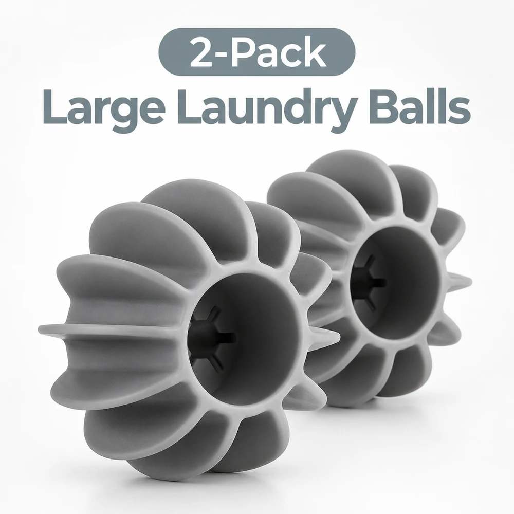 Large Grey Laundry Ball Set of 2 Reusable Pet Fur Remover Anti Tangle Fabric Cleaner Manual Wash Tool