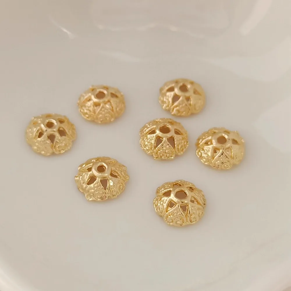 

14K Gold-plated Hollowed-out Hexagonal Star 8mm Flower Stand Flower Cap Bead Bracelet DIY Handmade Jewelry Accessory Materials