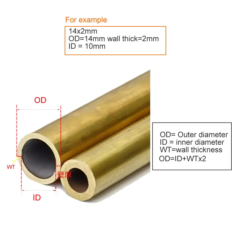 H65 tubo capillare in ottone 0.8mm 1mm 1.2mm 2mm H59 tubo rigido dritto in ottone Microtubule a parete sottile 0.2 0.25mm