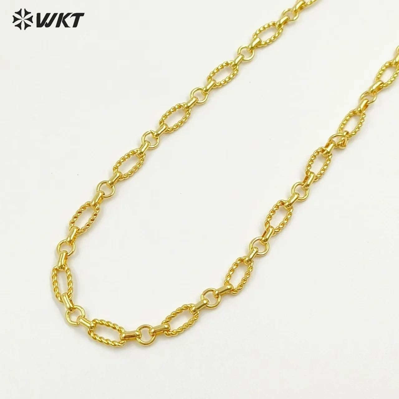 WT-BC243 Fashion High Quality Link Accessories Chain Metal Yellow Brass Simple Design For Necklace Making Gold Plated