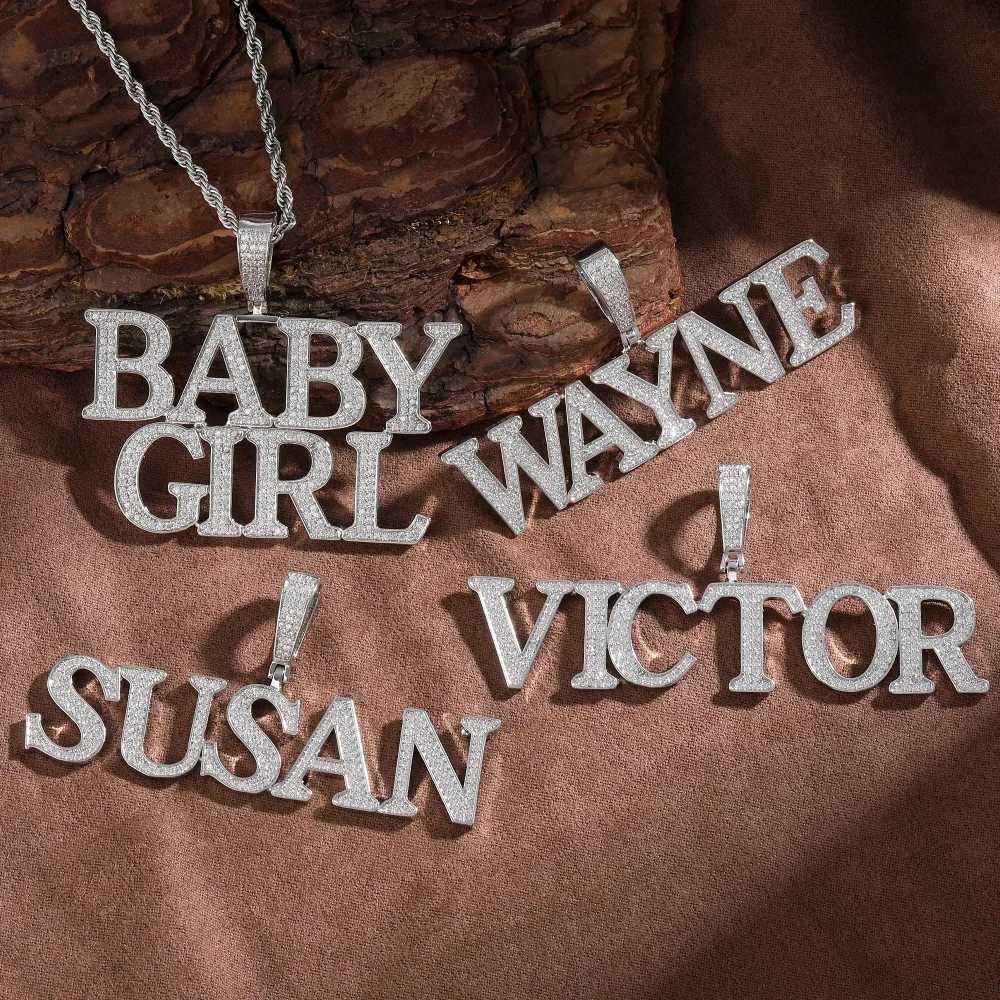 

ICEC индивидуальная табличка с буквами, полный кулон с фианитом, персонализированное ожерелье с кубическим цирконием, колье в стиле хип-хоп, изысканное ювелирное изделие, подарок