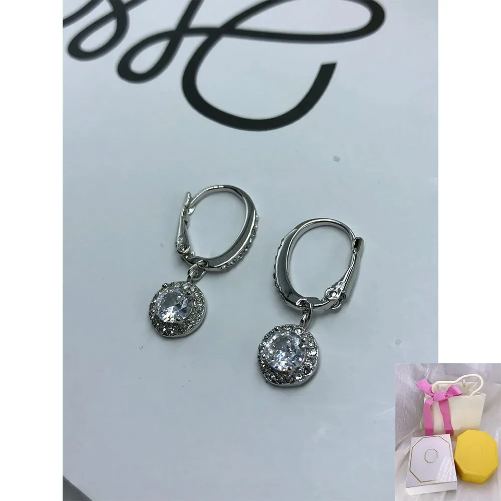 

2024 new hot selling fashion Una Angelic round cut white crystal teardrop earrings romantic holiday gift