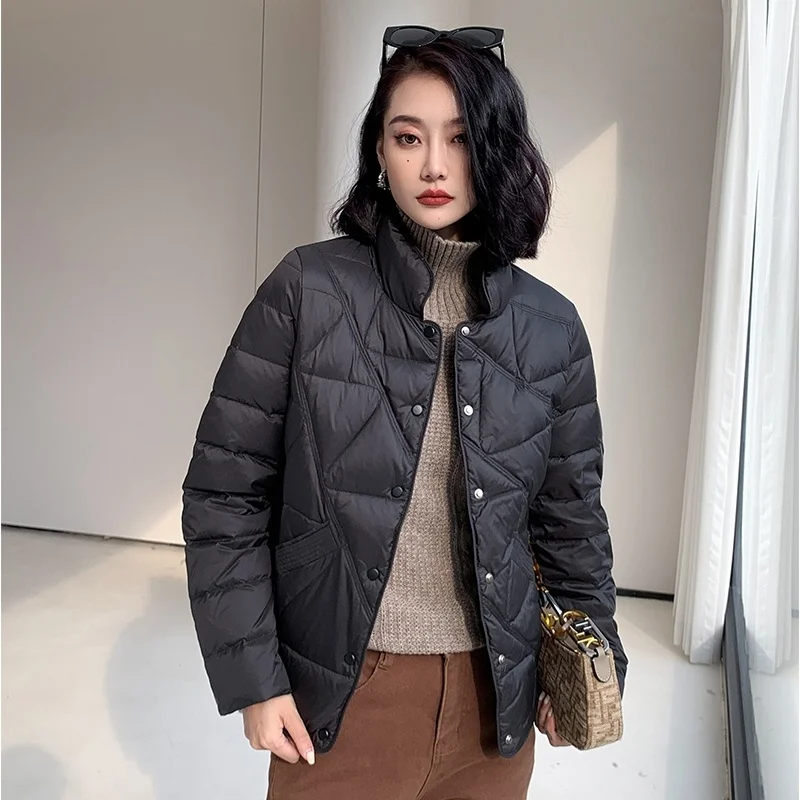 Women Fashion Short Lightweight Down Jackets 2023 New Arrivals Autumn Winter 90% White Duck Down Korean Female Down Coats