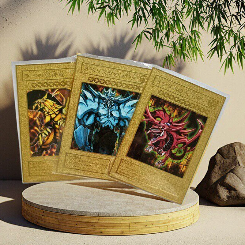 3Pcs/set 59X86Mm Diy Self Made Yu-Gi-Oh! Matte Finished Metal Card Collection Card Egyptian God Metal Card Anime Card Gift Toy