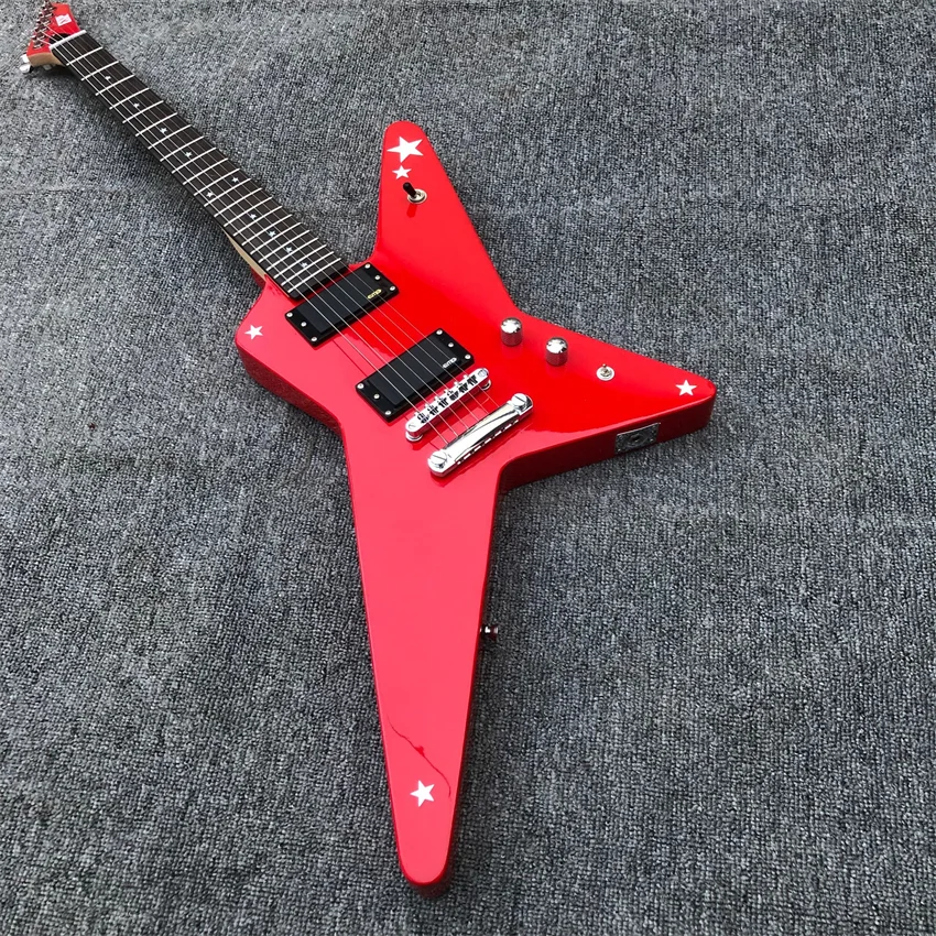New product, special-shaped electric guitar. Red, factory wholesale and retail, free shipping,active pickup