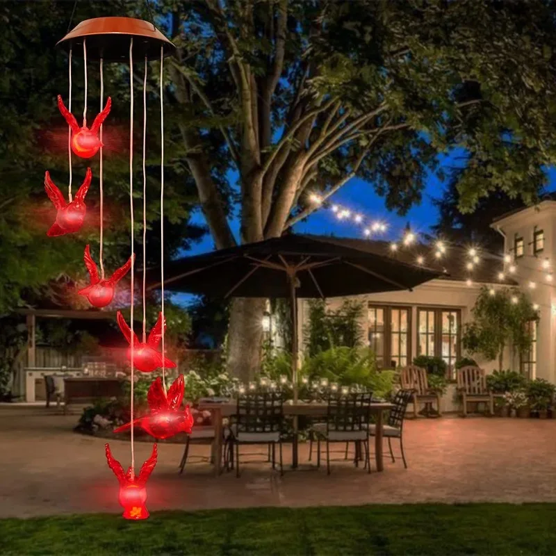 LED Solar Hummingbird Wind Chime Lamp Butterfly Lamp Courtyard Garden Landscape Decoration Atmosphere Lighting Fixture