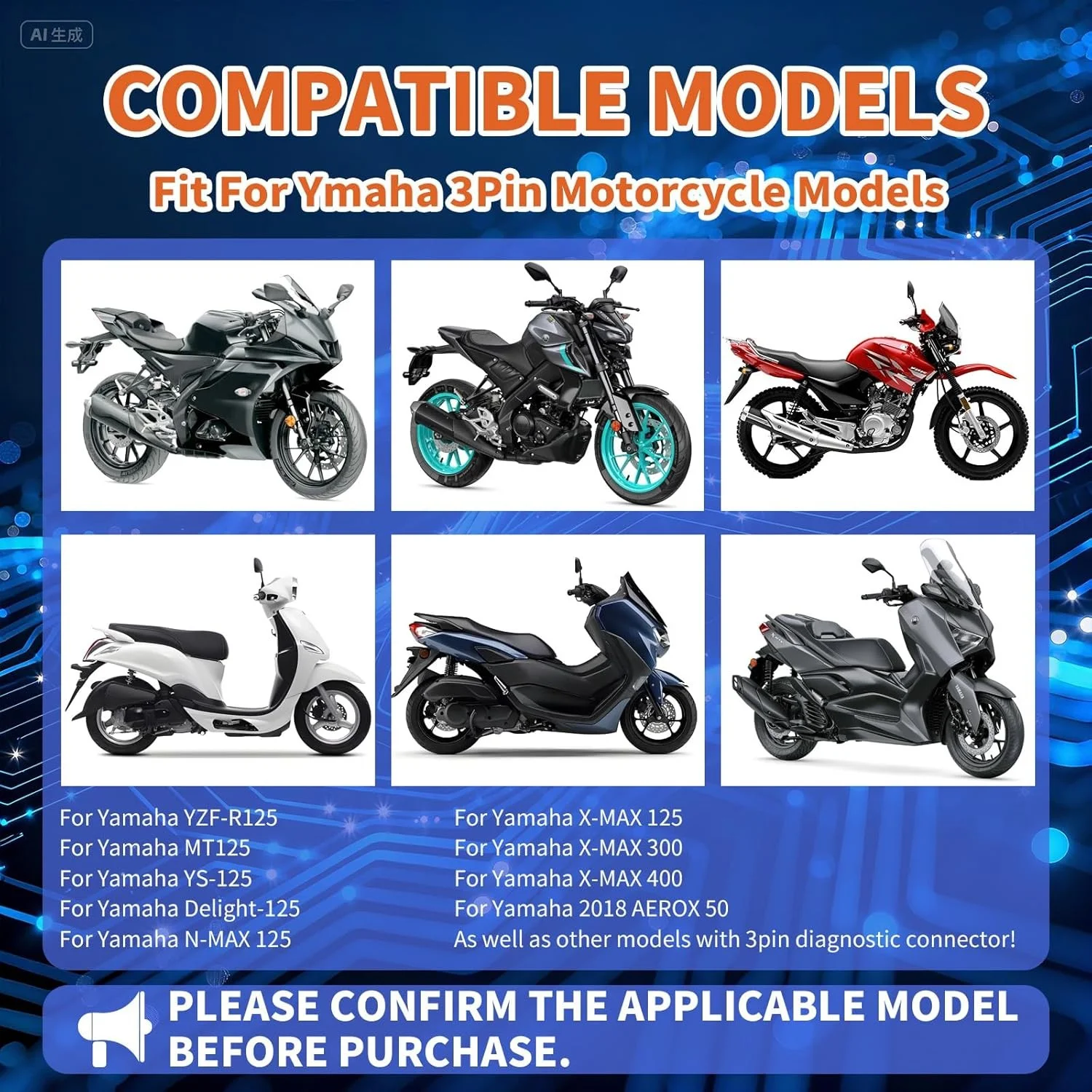 Imagen 4: Cable adaptador OBD2 para motocicleta, Cable de extensión para YAMAHA, conector OBD2 de 3 pines, conector OBD2 para Honda Moto