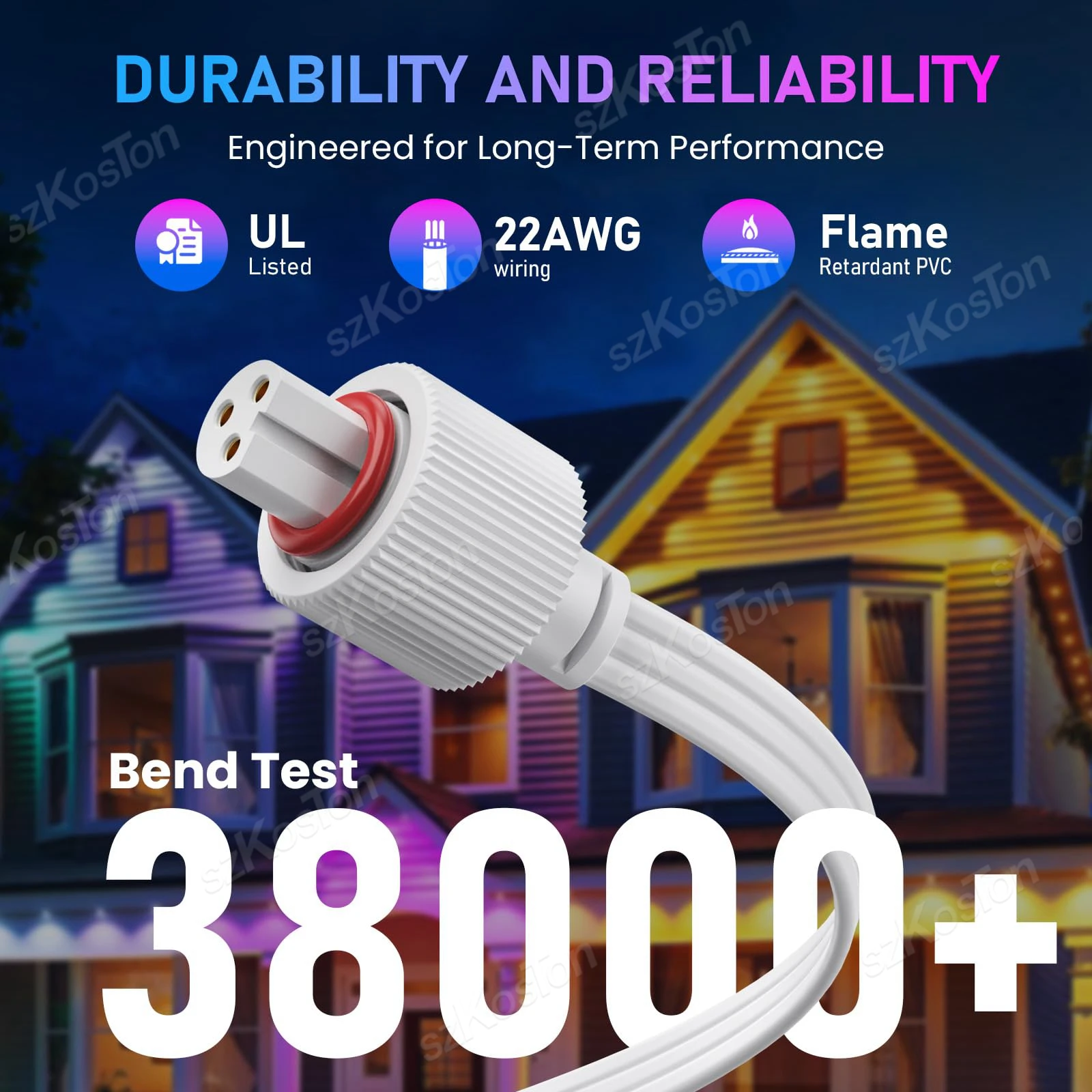 Connettore a forma di Y per luci esterne Govee Distributore cavo di prolunga impermeabile IP68 per cavo Govee a 3 pin 22AWG