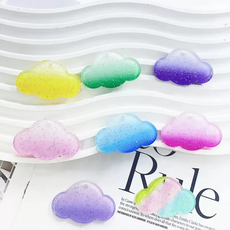

New style 50pcs/lot color pattern print cartoon clouds shape acrylic beads diy jewelry garment/keychain pendant accessory