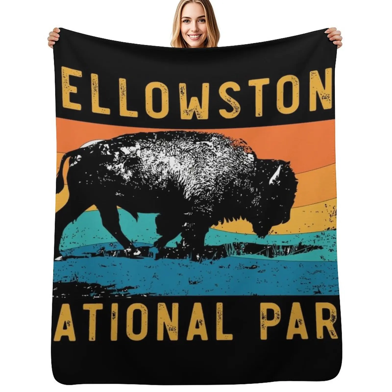 

Vintage Yellowstone National Park Gifts Usa Bison Buffalo Throw Blanket Soft Beds Blankets For Sofas for babies Blanket