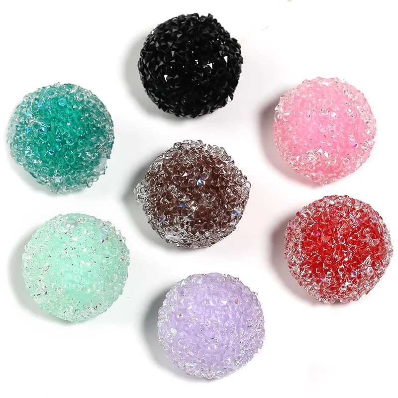 Bling Glitter Candy Jelly Rhinestones Paved Resin Round Gumball Jewelry Beads 25pcs 18mm Necklace Earring Bracelet Spacers