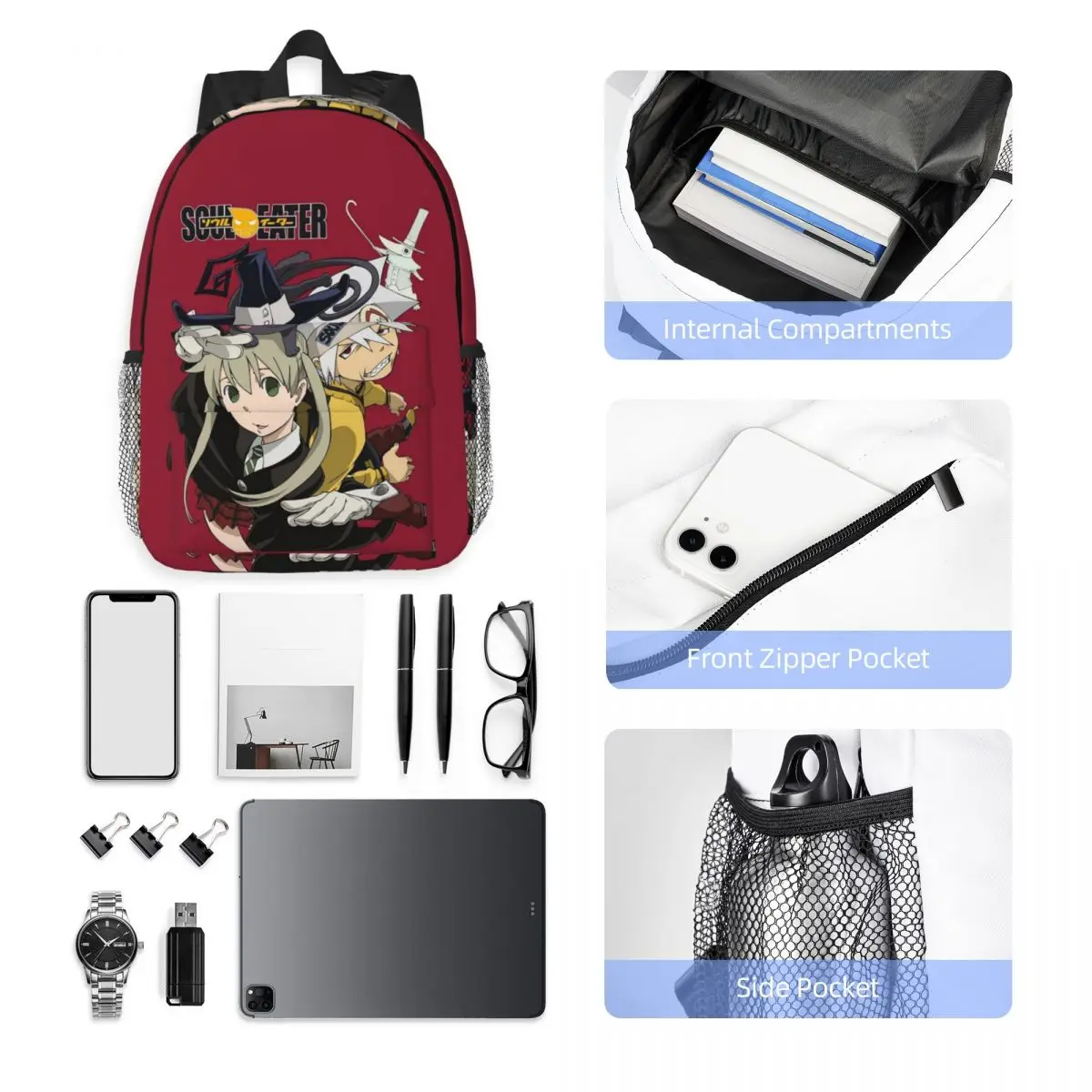 Soul Eater Anime Backpack Hot Sale Daypack Large Capacity Boys Girls BookBag Shoulder Bags for Men Women School Bag